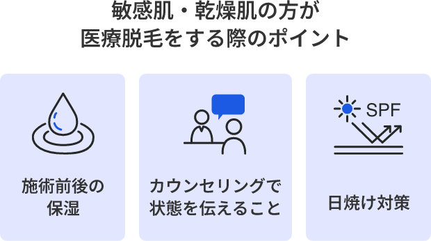 敏感肌・乾燥肌の方が医療脱毛をする際のポイント